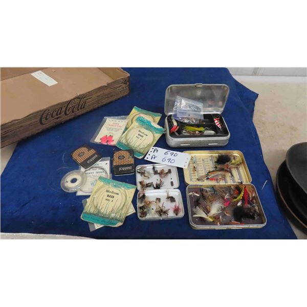 Approx. 70+ Fly Fishing Hooks, Lines with Cases