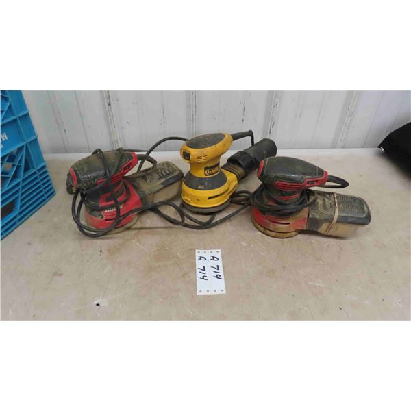 3 Palm/Orbital Electric Sanders - 1 Dewalt, 2 Bauer