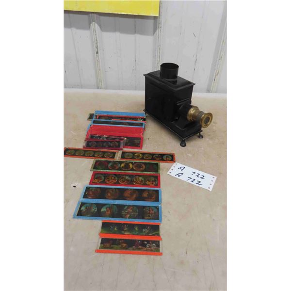 1800s Original Magic Lantern with 27 Glass Slides