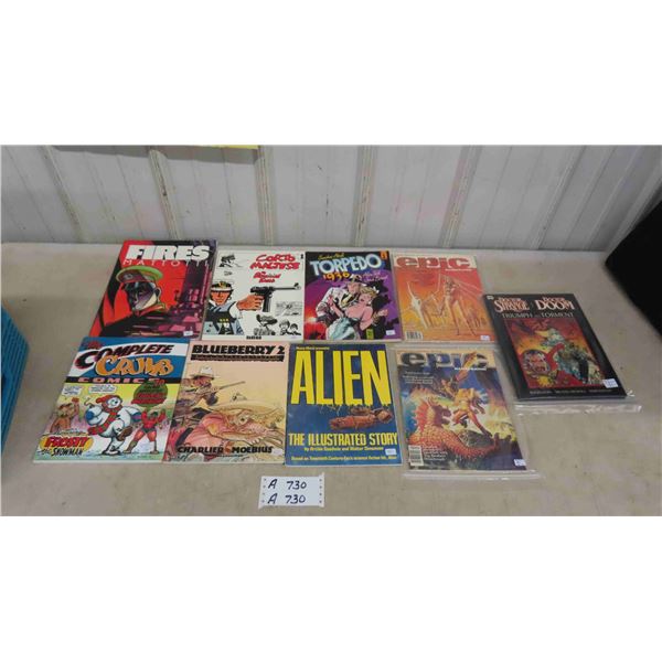 9 Books 'Crumb Comics', 'Blueberry 2', 'Corto Maltese', Plus