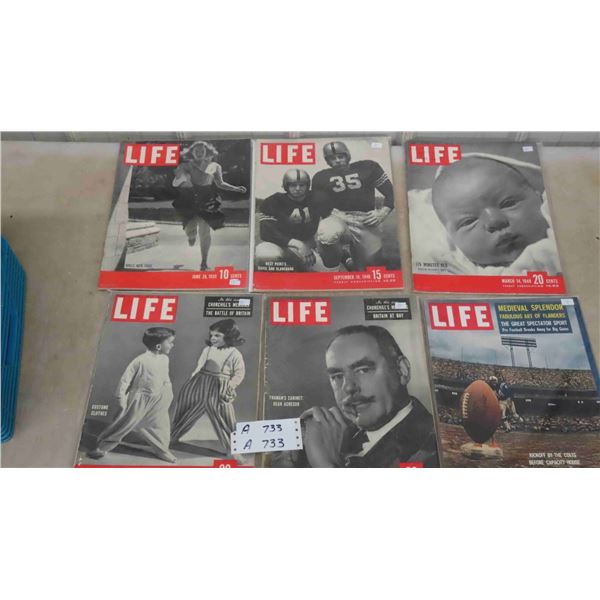 6 Life Magazines 1939, 1946, 1949, 1960