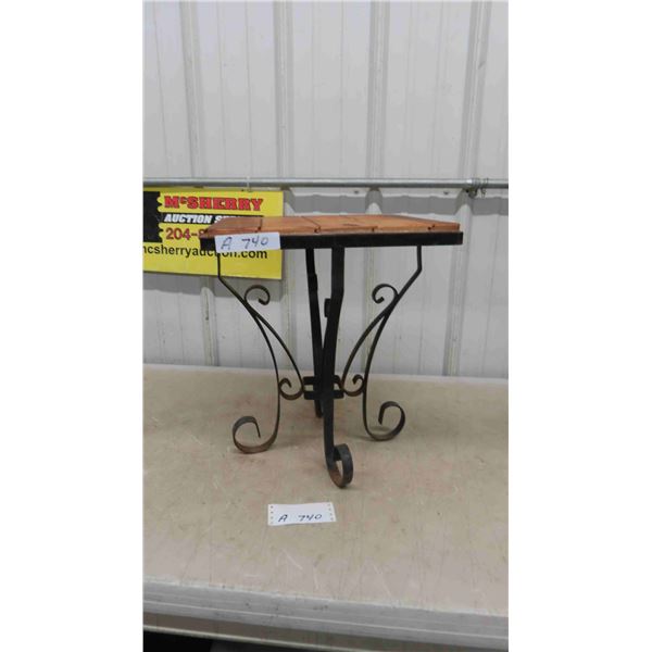 Metal and Cedar Side Table 15'' x 15'' x 18''