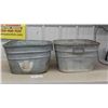 Image 4 : 2 Galvonized Wash Tubs