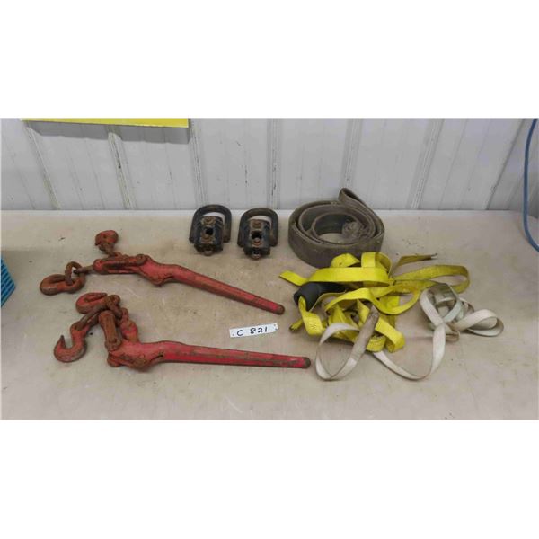 2 Load Binders, Tie Down Straps