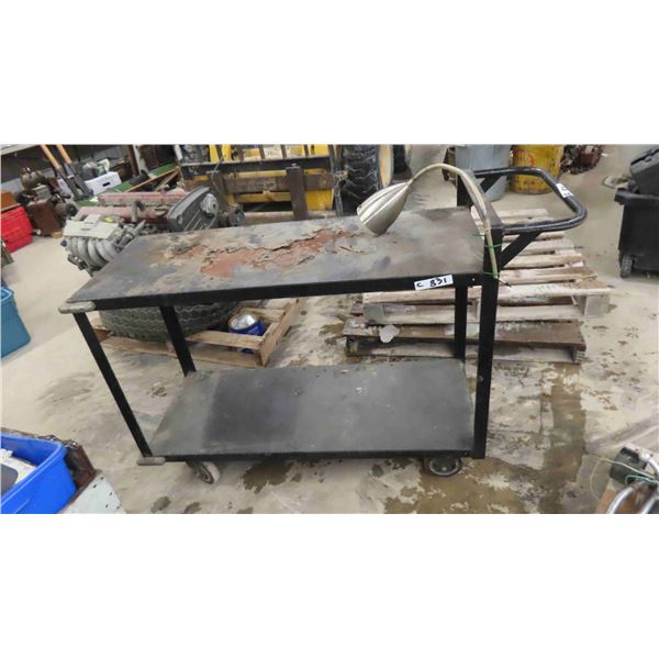Metal 2 Tier Shop Cart on 4 Casters 31'' x 48'' x 18''