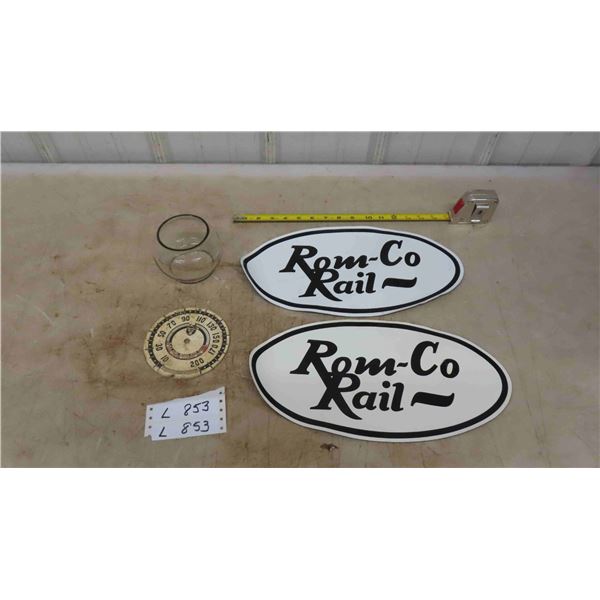 2 Magnetic Romco Rail Signs , CP Cauge Face, CNR Glass Lantern