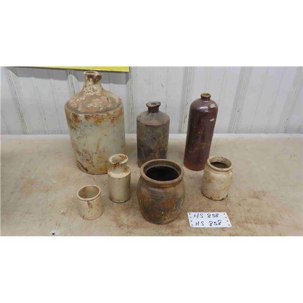 7 Various Crocks - Redwing Crock Has Damage, See Last Photos