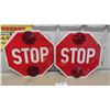 Image 1 : 2 Metal Traffic Stop Signs Double Sided 