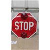 Image 2 : 2 Metal Traffic Stop Signs Double Sided 