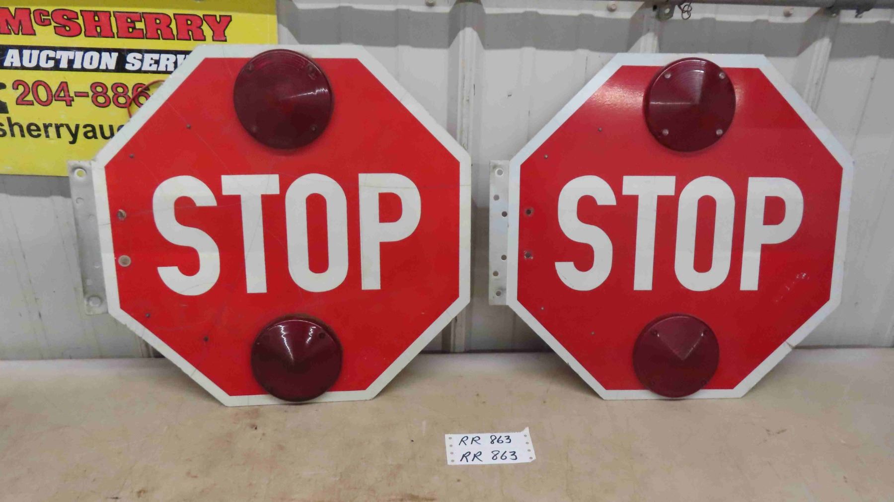 2 Metal Traffic Stop Signs Double Sided