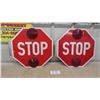 Image 4 : 2 Metal Traffic Stop Signs Double Sided 