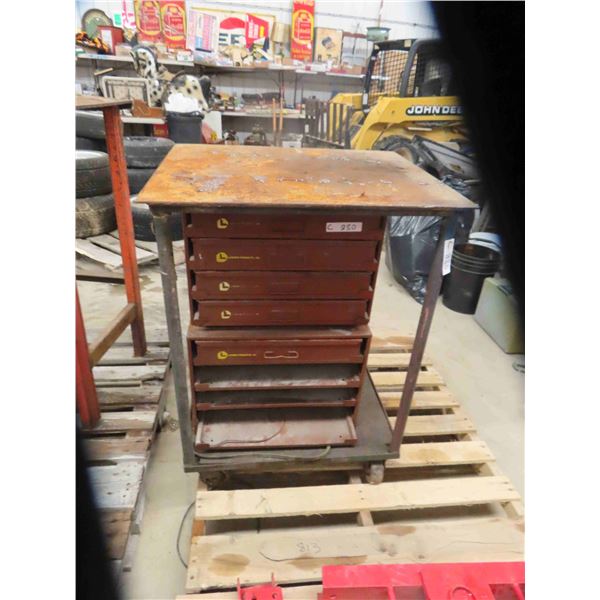 Metal Shop Stand on Casters 36'' x 28'' x 24'' with Shims, Spark Plugs, Bushings,