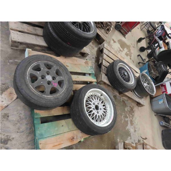 4 Single Tires and Rims (Rims Have Value, Tires Not So Much) : Tire and Rim P205/