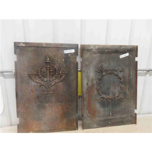 2 Cast Boiler Doors? With Embossed Design -Repurpose Cast