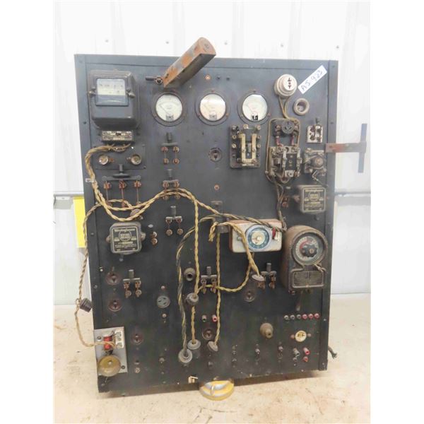 Old School Military Camp Electrical Service Panel with Meters, Timers, Switches, Volt/Amp 