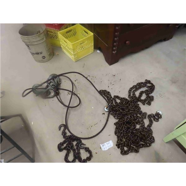 30+ Chain and 2 Hooks, 5' Chain and Hook, Choker Cable