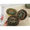 Image 9 : Army Helmet, 3 Army Helmet Liners, Military Food Container 16'' x 20'' x 9'', 