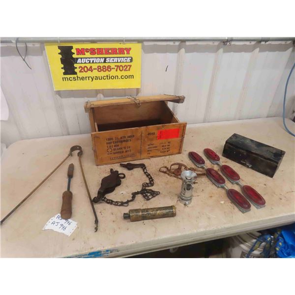 Wood Ammo Crate 7.62mm, Wire Tightener, Leg Trap, Fireman Nozzle, Metal