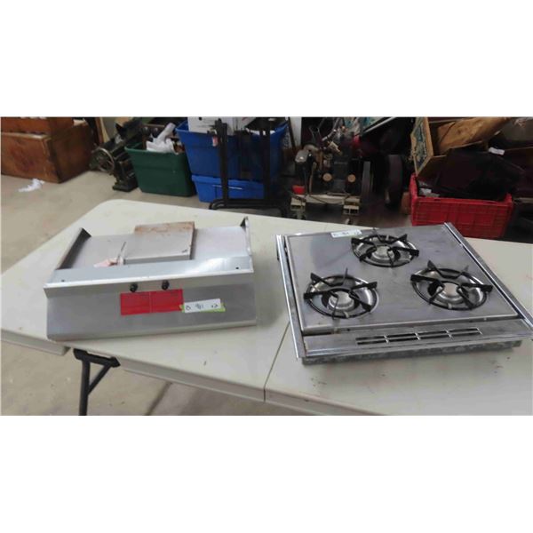 Motor Home 3 Burner Propane Stove with Hood Vent 22'' x 14'' x 6''
