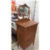 Image 2 : Oak Highboy Dresser 46'' x 30'' x 18'' with Swing Mirror 21'' x 26''