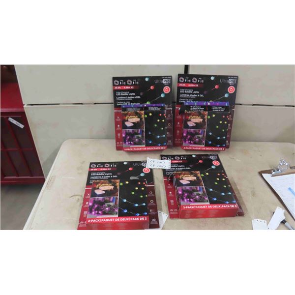 4 Packages of New Ultra Pro Elite Color Changing LED Bubble Lights Approx 210' 