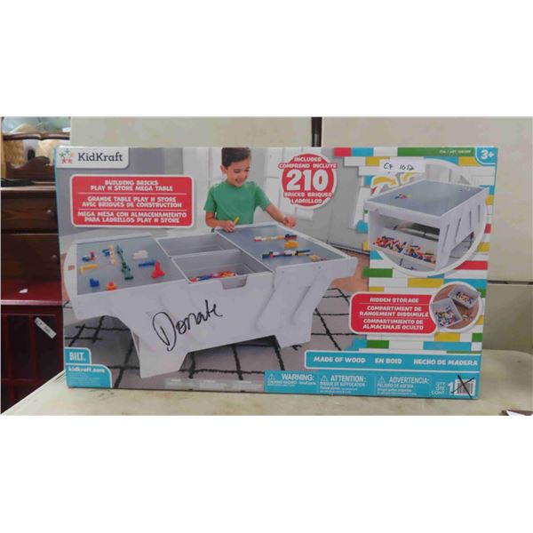 New Kid Kraft Building Rack Play n Store Mega Table with 210 Bricks