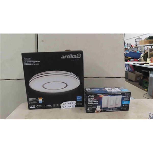 New Artika Horizon LED Ceiling Light Fixture , Feit Smart Dimmer 3 Pack