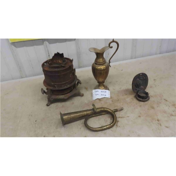 Kerosene Heater with Cool Cast Base, Old Cast Candlier with Religious Design, 