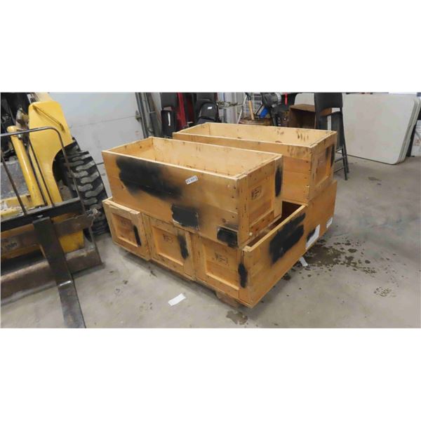5 Open Top Wood Crates 43'' x 16'' x 14 1/2'' -Good Condition