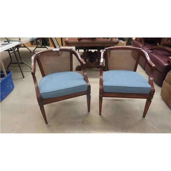 2 Occasional Chairs with Blue Cushions