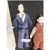 Image 2 : Laurel + Hardy 16" Porcelain Dolls + Mirror 12" x 16"