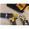 Image 2 : DeWalt 20V Drill, 1/4 Impact, 2 Batteries, Charger, Soft Case - Charged Up +