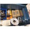 Image 8 : Metal Tool Box Full of Electrical Items - Most New ; Plugs, Switches, Light Sockets,