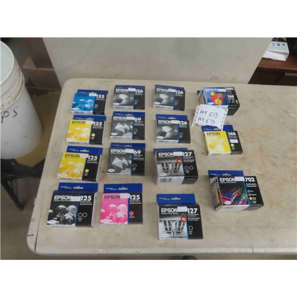 15 New Packages Epson Ink Cartridges Model 125, 126, 69, 127, 288, 702