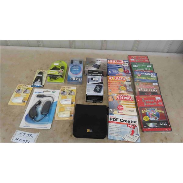 PC CD-ROM Software (4), (5) DVDs, Surge Protector, USB Charger, HDMI Cable, plus more