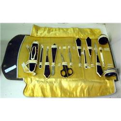 Deco Celluloid Grooming Set With Leather Case