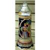 Image 1 : Cobalt Blue Hand Painted Stein With Swiss Music Box