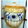 Image 1 : Japanese Porcelain Biscuit Jar With Woven Rattan Handle