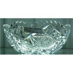 Cut Crystal Bowl, 8 Inches, Some Imperfections, Signed Libbey, Ca 1896 - 1900