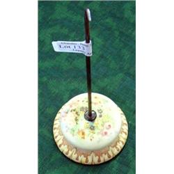 Early Hand Painted Porcelain Paperweight / Receipt Holder