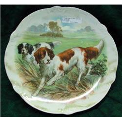 Old Transferware German Hunting Dogs Plate, Ca 1895