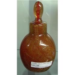 Italian Gold Fleck Over Orange Glass Perfume Bottle