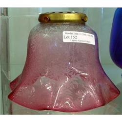 Victorian Cranberry Lamp Shade With Fitter, Pat Date 1912