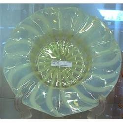 Steuben Straw Opalescent Hat Shaped Fluted Bowl, Ca. 1910