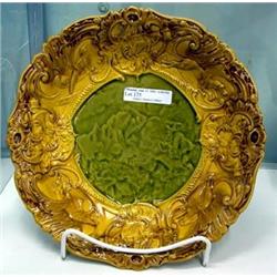 Vintage Majolica 9 Inch Bowl, Hunter's Scene, Attributed To Villeroy And Boch