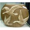 Image 1 : Phoenix Glass Vase, 9 1/2 Inches, Geese In Flight, Tan And White