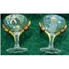 Image 1 : 2 Shriner Champagne Glasses, Gold Alligators On Sides, Ca 1910, By U S Glass Co