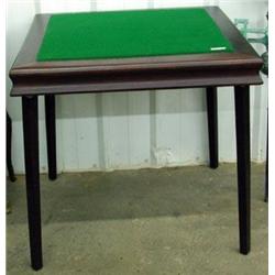 Mahogany Folding Game Table With Green Felt Top