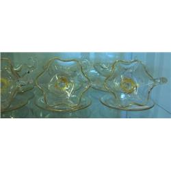 8 Turn Of The Century Moser Scalloped Hand Painted Sherbets With Underplates