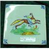Image 1 : English Trivet Depicting Fox With Goose, Blue Tint To Glaze, Possibly Liverpool